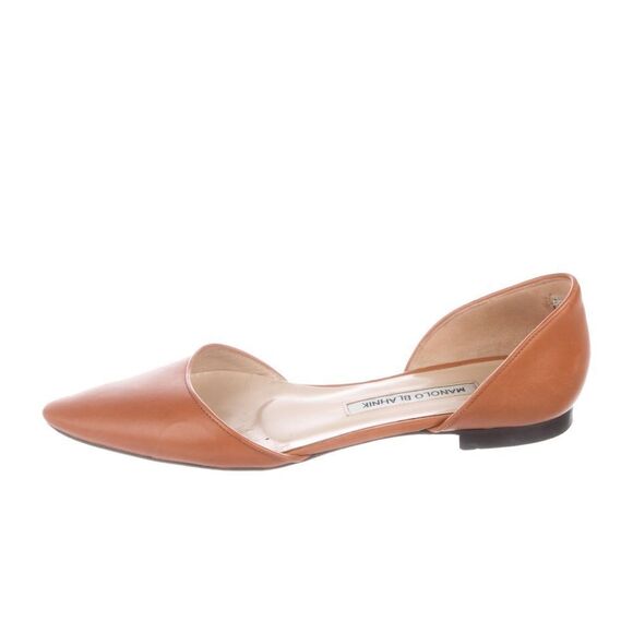 Caramel leather Manolo Blahnik flats - Picture 1 of 5
